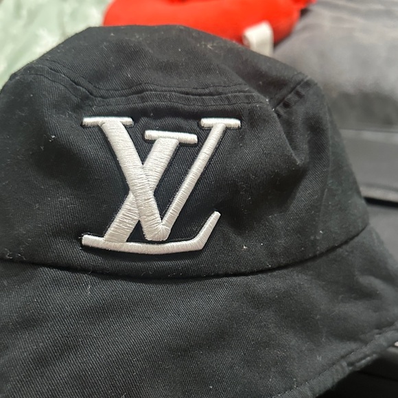 Louis Vuitton Black Hat with White Logo